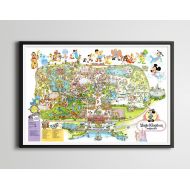 /PostersGarage Vintage 1979 DISNEY WORLD Park Map Poster! (24 x 36 or Smaller!) - TomorrowLand - DisneyLand - Magic Kingdom - Mickey Mouse - Wall Decor