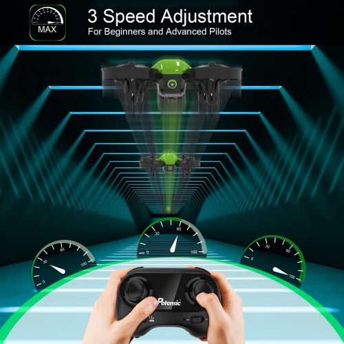  [아마존 핫딜]  [아마존핫딜]Potensic Upgraded A20 Mini Drone Easy to Fly Even to Kids and Beginners, RC Helicopter Quadcopter with Auto Hovering, Headless Mode, Extra Batteries and Remote Control-Green