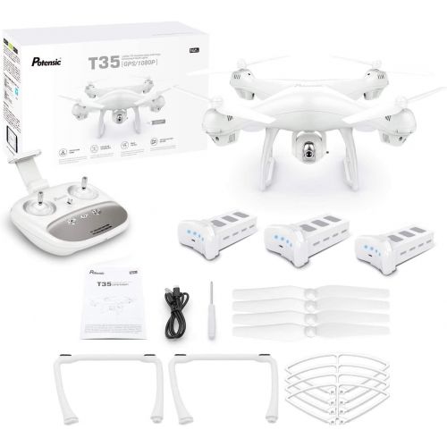  Potensic Dual GPS FPV RC Drone, 1080P Camera Live Video and GPS Return Home Quadcopter with WiFi Camera - Follow Me, Altitude Hold, 2500mAh Battery Long Control Range