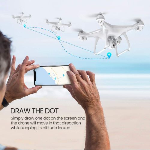  Potensic Dual GPS FPV RC Drone, 1080P Camera Live Video and GPS Return Home Quadcopter with WiFi Camera - Follow Me, Altitude Hold, 2500mAh Battery Long Control Range