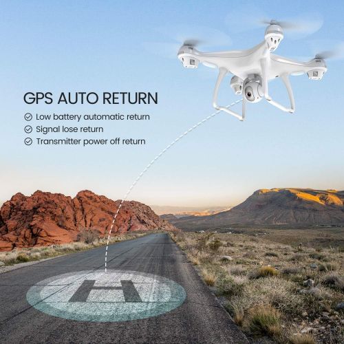  Potensic Dual GPS FPV RC Drone, 1080P Camera Live Video and GPS Return Home Quadcopter with WiFi Camera - Follow Me, Altitude Hold, 2500mAh Battery Long Control Range