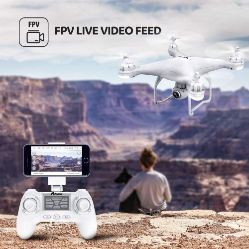  Potensic T25 GPS FPV RC Drone with Camera Live Video and GPS Return Home Quadcopter w Adjustable Wide-Angle 1080P HD WiFi Fo, White