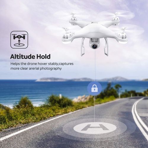  Potensic T25 GPS FPV RC Drone with Camera Live Video and GPS Return Home Quadcopter w Adjustable Wide-Angle 1080P HD WiFi Fo, White