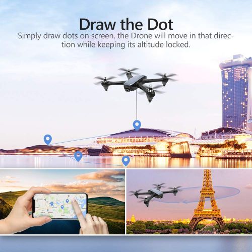  GPS FPV RC Drone, Potensic D60 Drone with 1080P Camera Live Video and GPS Return Home, RC Quadcopter for Adults with Strong Brushless Motors, Follow Me and 5G WiFi Transmission
