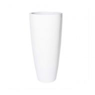 Pottery Pots White Shiny Tapered Tall Planter Cylinder Fiberglass Vase Pot - 41H x 19W - Dax XL