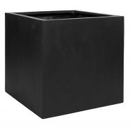 Pottery Pots Elegant Fiberstone Cube Planter Black Pot - 12x12x12
