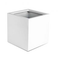 Pottery Pots Square Planter Cube Shaped Indoor Outdoor Flower Pot - Color: Shiny White - Size: 20 H X 20 L X 20 W