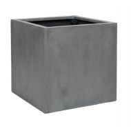 Elegant Gray Square Indoor Outdoor Planter Pot  Elegant Cube Shaped Flower Pot - 24”H x 24”W x 24”L - by Pottery Pots