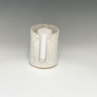 PotteryByYvonne White Kitchen Cup Holder -5 Ounce Cup Dispenser - Pottery Cup Holder - Ceramic Kitchen Cup Holder - Handmade