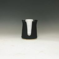 PotteryByYvonne Matte Black Kitchen Cup Holder -5 Ounce Cup Dispenser - Pottery Cup Holder - Ceramic Kitchen Cup Holder - Handmade