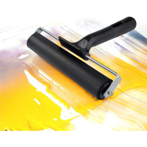  Poualss Brayers Tape Roller 3.8 inch, 2.2 inch, 2PCS Rubber Roller for Printmaking Wallpapers Stamping Gluing Application