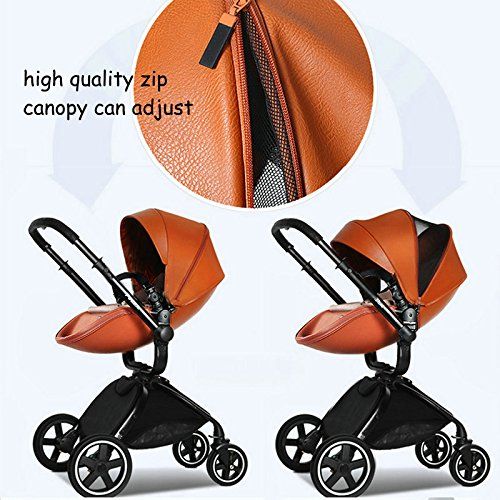  Pouch 2 in 1 fold Baby Stroller Set, Aluminium Alloy Frame Baby Pushchair, Rubber Wheel Baby Pram (Coffee)