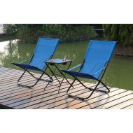 Poundex Lizkina SteelFabric All-weather Outdoor Foldable Chairs with Headrest (Set of 2)