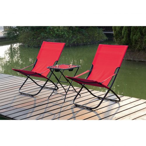  Poundex Lizkina SteelFabric All-weather Outdoor Foldable Chairs with Headrest (Set of 2)