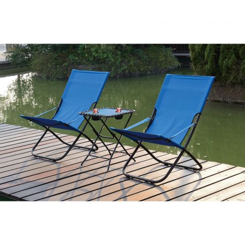  Poundex Lizkina SteelFabric All-weather Outdoor Foldable Chairs with Headrest (Set of 2)