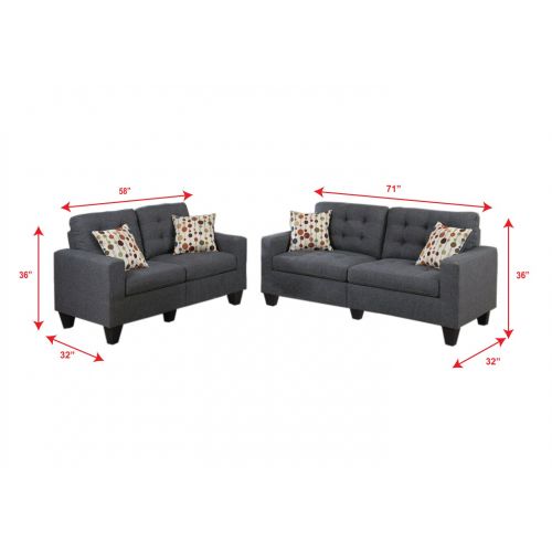  Poundex PDEX-F6901 Sectional Set Blue Grey