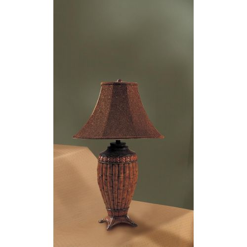  Poundex Set of 2 Table Lamps with Bamboo Style in Brown Finish