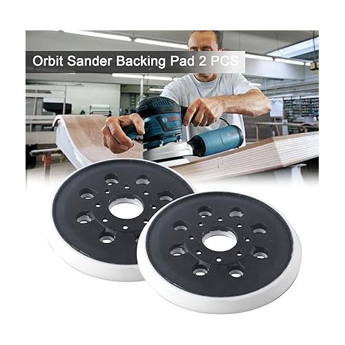  5”ROS20vs Replacement Sanding Pad Compatible with Bosch RS035, 8 Hole Hard Hook-&-Loop Sander Backing Pad Fits ROS10 ROS20VS ROS20VSC ROS20 Pack of 2 (2)