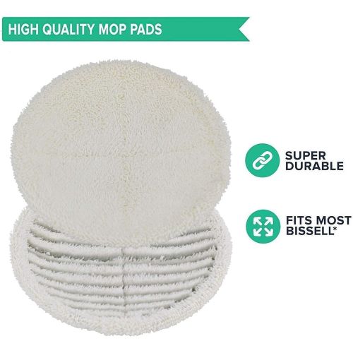  Poweka Replacement Mop Pads for Compatible with Bis-Sell Spinwave 2124 2039A 2307 23157 20391 20399 - Hard Floor Mop Pads Kit (Included 4 Soft Pads+4 Scrubby Pads)