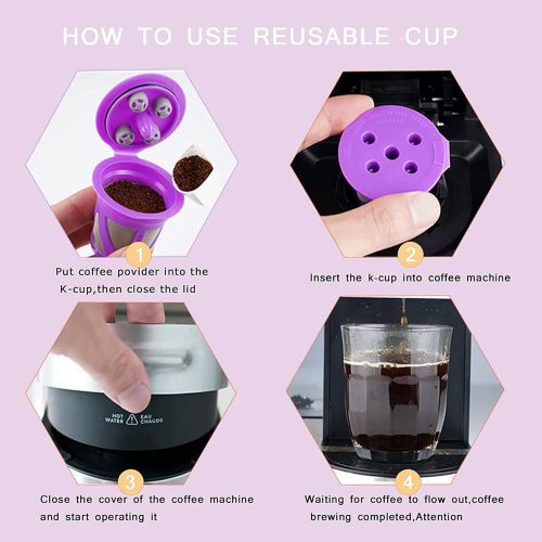  Poweka 6 Reusable Coffee Filter Compatible with K-Cup Keurig Supreme and K Supreme Plus Coffee Makers,Refillable Filters Coffee Capsule Cups