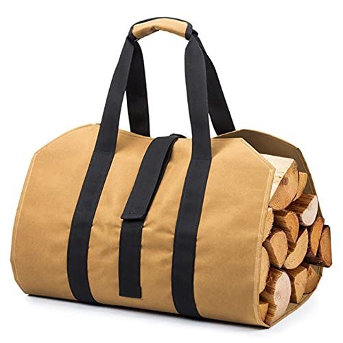  Poweka Firewood Log Carrier Bag Durable Wood Tote Fireplace Stove Accessories with Handles for Camping Gifts