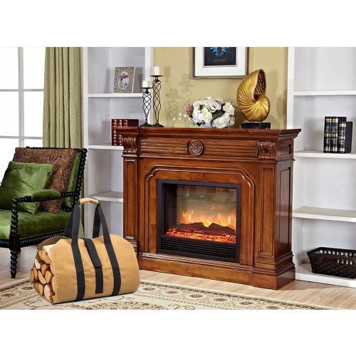  Poweka Firewood Log Carrier Bag Durable Wood Tote Fireplace Stove Accessories with Handles for Camping Gifts