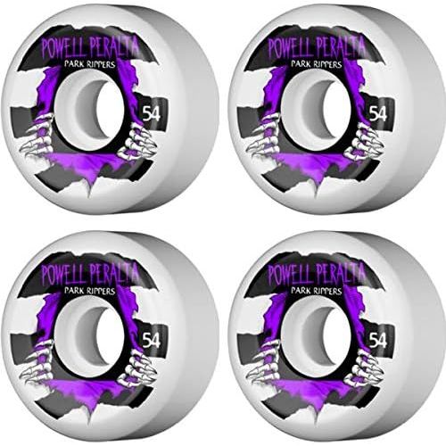  Powell-Peralta Park Ripper II White/Purple Skateboard Wheels - 54mm 104a (Set of 4)