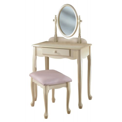  Powell Off-White Vanity and Bench Set