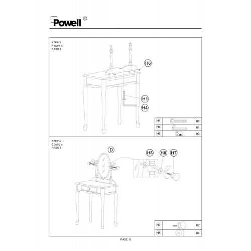  Powell Off-White Vanity and Bench Set