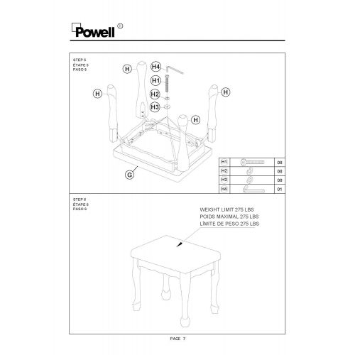  Powell Off-White Vanity and Bench Set