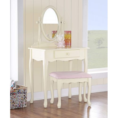  Powell Off-White Vanity and Bench Set