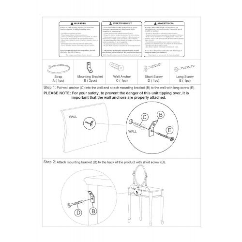  Powell Off-White Vanity and Bench Set