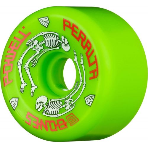  Powell Peralta 64mm G Bones Green Skateboard Wheels - 97a with Bones Bearings - 8mm Bones Reds Precision Skate Rated Skateboard Bearings (8) Pack - Bundle of 2 Items