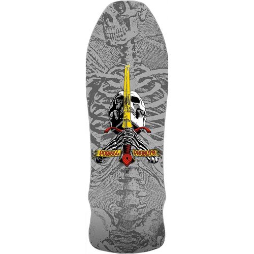  Powell Peralta Skateboard Deck Geegah Skull Sword Silver Re-Issue, Gray, (DCPMRRSSGGS)