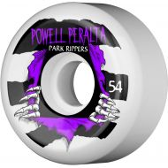 Powell Peralta 54mm Park Ripper II White/Purple Skateboard Wheels - 104a with Bones Bearings - 8mm Bones Reds Precision Skate Rated Skateboard Bearings (8) Pack - Bundle of 2 Items