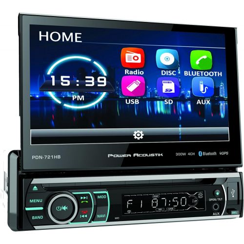  Power Acoustik PD-721B 7 Incite Single-DIN in-Dash Motorized LCD Touchscreen DVD Receiver with Detachable Face & Bluetooth