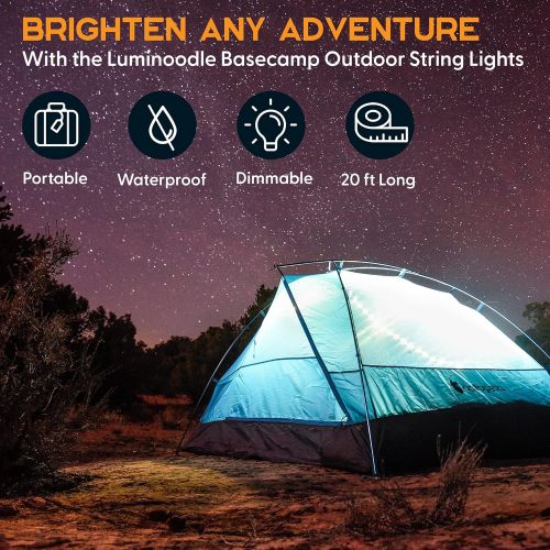  Power Practical Luminoodle Basecamp - 20 ft LED Outdoor String Lights - 12V Outdoor Color Changing Lighting Strip with Remote for Boats, RV, Camping, Patio - Waterproof Light Rope