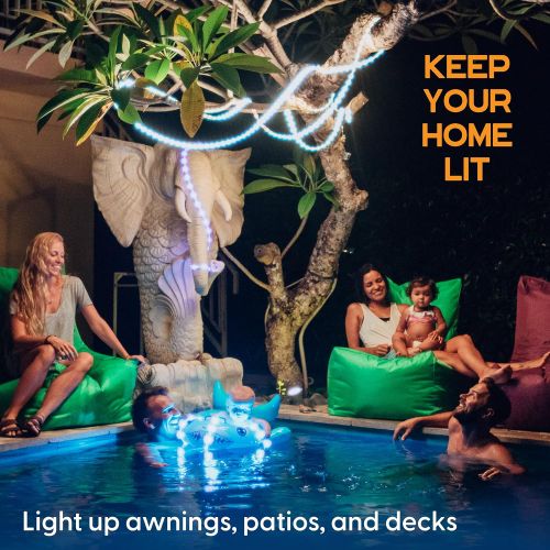  Power Practical Luminoodle Basecamp - 20 ft LED Outdoor String Lights - 12V Outdoor Color Changing Lighting Strip with Remote for Boats, RV, Camping, Patio - Waterproof Light Rope