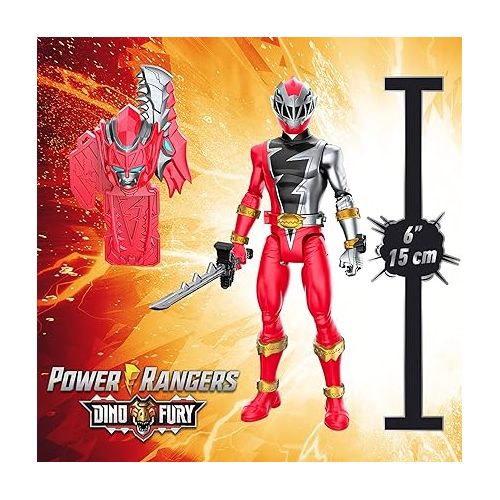  Power Rangers Dino Fury 5 Team Multipack 6-Inch Action Figure Toys with Keys and Chromafury Saber Weapon Accessories (Amazon Exclusive)