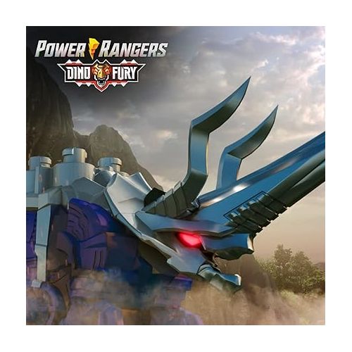  Power Rangers Dino Fury Blue Tricera Blade and Black Stego Spike Zord Toys for Kids Ages 4 and Up Zord Link Mix-and-Match Custom Build System