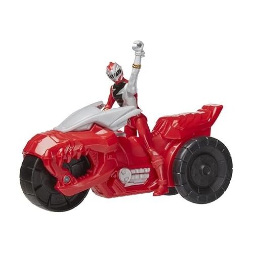  Power Rangers Dino Fury Rip N Go T-Rex Battle Rider and Dino Fury Red Ranger 6-Inch-Scale Vehicle and Action Figure, Toys Kids 4 and Up