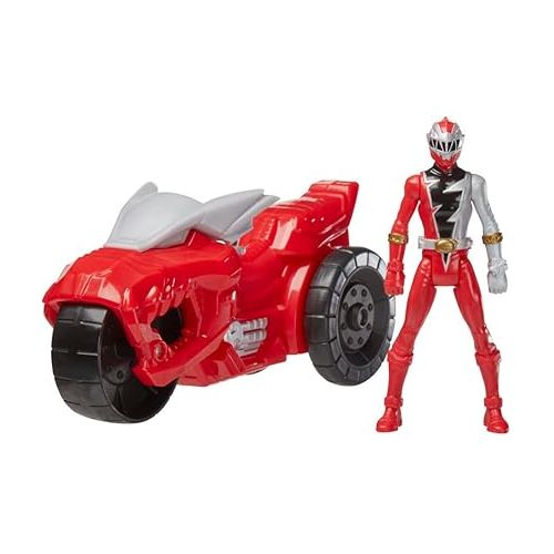  Power Rangers Dino Fury Rip N Go T-Rex Battle Rider and Dino Fury Red Ranger 6-Inch-Scale Vehicle and Action Figure, Toys Kids 4 and Up