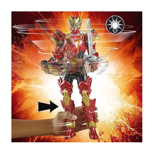  Power Rangers Dino Fury Spiral Strike Red Ranger, 12-inch Action Figures, Electronic Spinning and Light FX, Toys for 4 Year Old Boys and Girls and Up