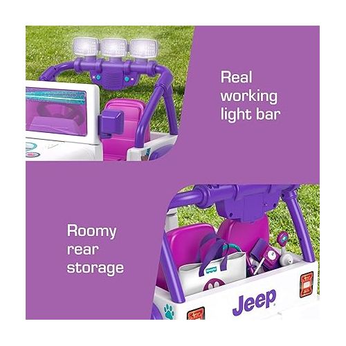  Power Wheels Preschool Ride-On Toy, Vet Rescue Jeep Wrangler with Pretend Medical Kit for Preschool Kids Ages 3+ Years, Seats 2