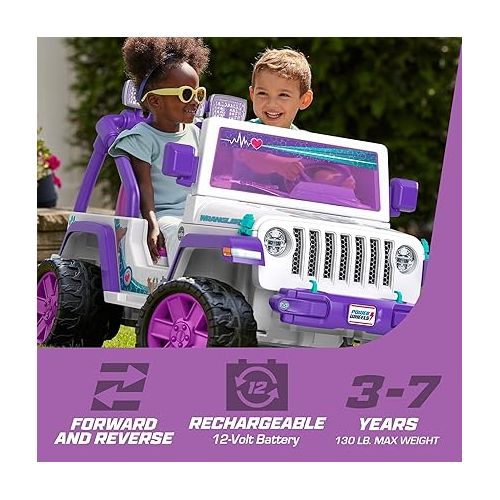  Power Wheels Preschool Ride-On Toy, Vet Rescue Jeep Wrangler with Pretend Medical Kit for Preschool Kids Ages 3+ Years, Seats 2