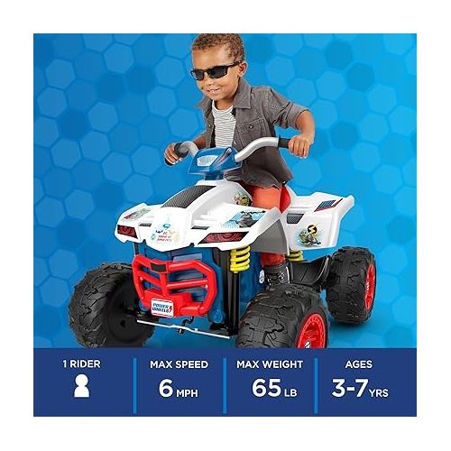  Power Wheels DC League of Super-Pets Ride-On Toy, Racing Atv, Battery Powered Vehicle for Preschool Kids Ages 3-7 Years