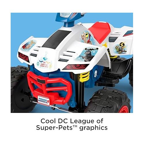  Power Wheels DC League of Super-Pets Ride-On Toy, Racing Atv, Battery Powered Vehicle for Preschool Kids Ages 3-7 Years