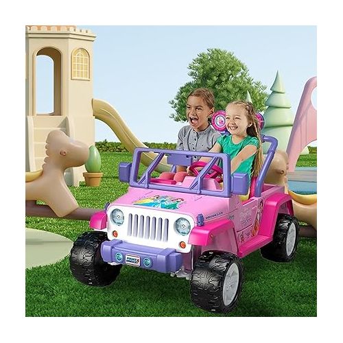  Power Wheels Disney Princess Jeep Wrangler Ride-On Battery Powered Vehicle with Sounds & Phrases for Preschool Kids Ages 3+ Years?