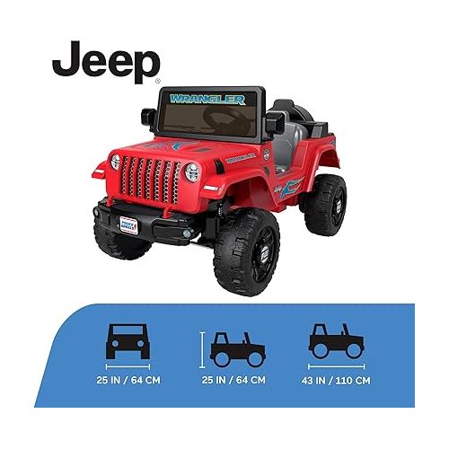  ?Power Wheels Jeep Wrangler Toddler Ride-On Toy with Driving Sounds, Multi-Terrain Traction, Seats 1, Red, Ages 2+ Years