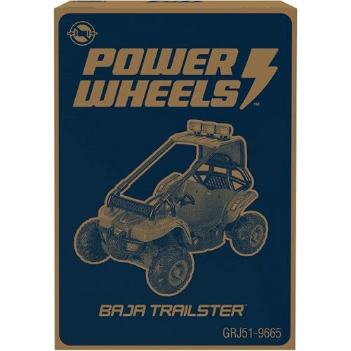  Power Wheels Baja Trailster Battery-Powered Ride-On Toy, Pretend Dune Buggy, Multi-Terrain Traction, Preschool Toy, Seats 2, Ages 3+ Years